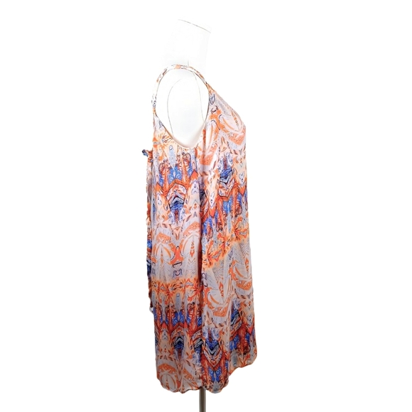 Tangerine NYC Geometric Print Mini Dress Sleeveless Size M Pockets Multicolor - Picture 2 of 9